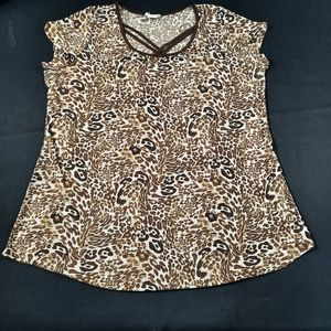 Aronia Lepord print blouse size 1X